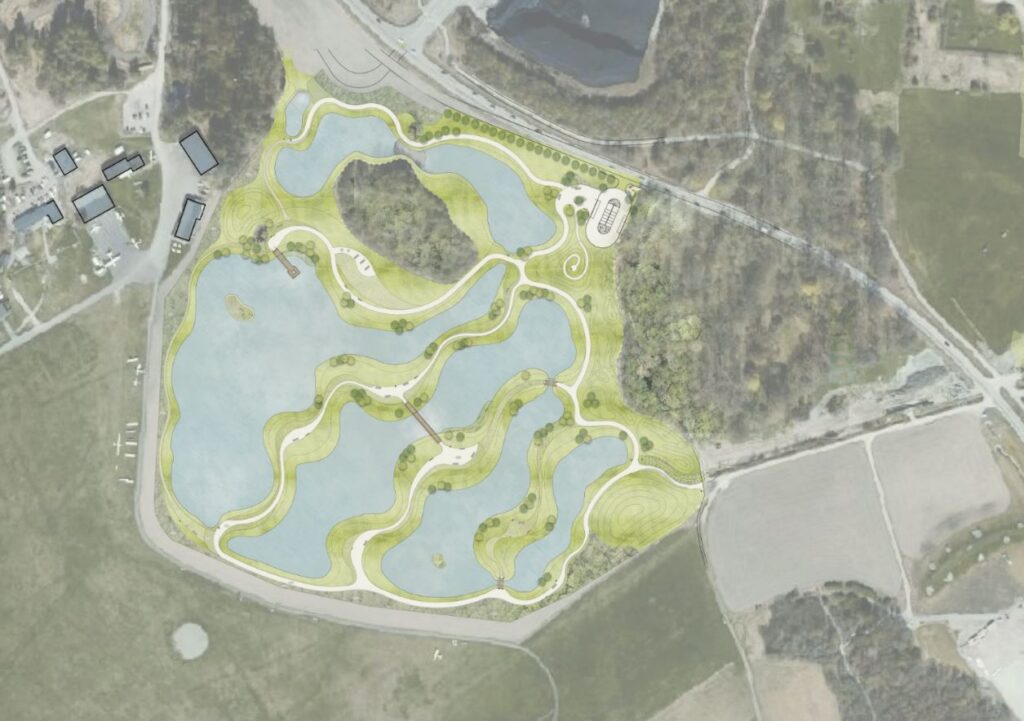 kartbild över området där parken byggs