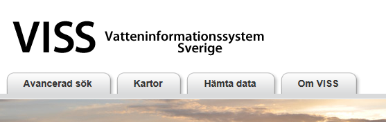 En skärmbild över sidhuvudet på webbplatsen VISS.se.